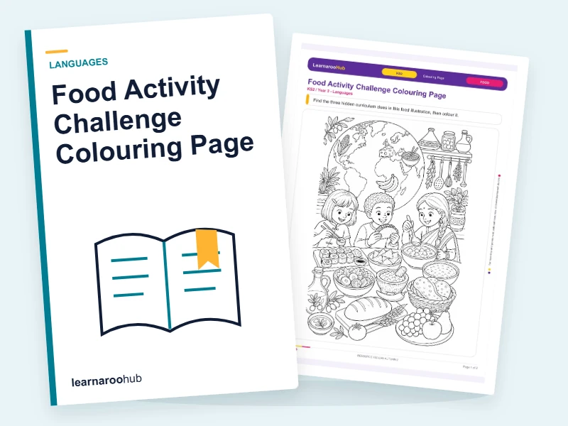 Food Activity Challenge Colouring Page — colouring sheets cover
