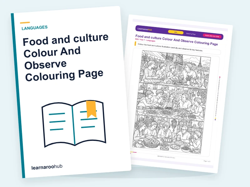 Food and culture Colour And Observe Colouring Page — colouring sheets cover