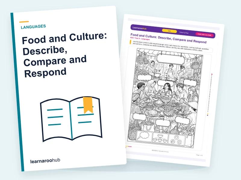 Food and Culture: Describe, Compare and Respond — colouring sheets cover