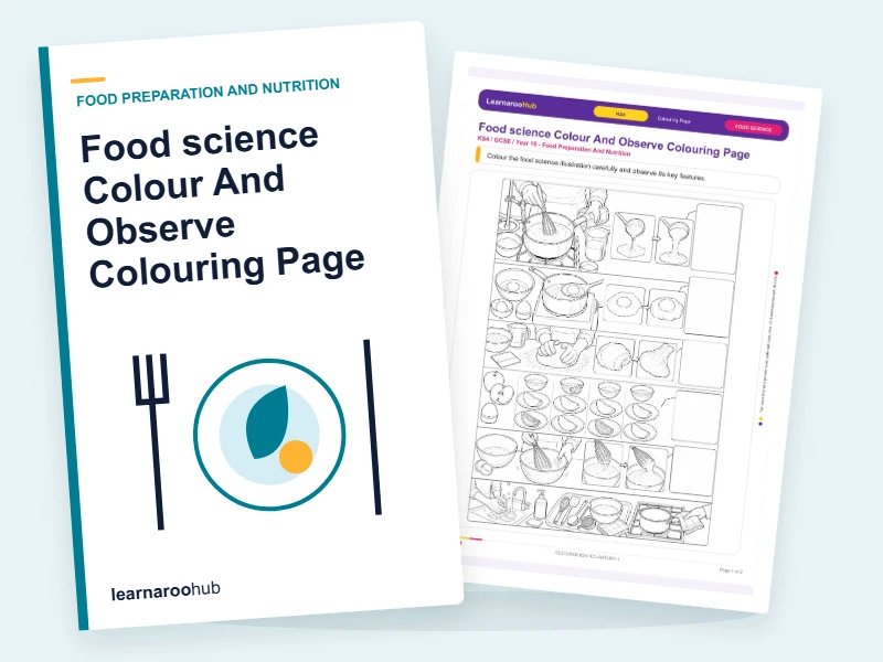 Food science Colour And Observe Colouring Page — colouring sheets cover