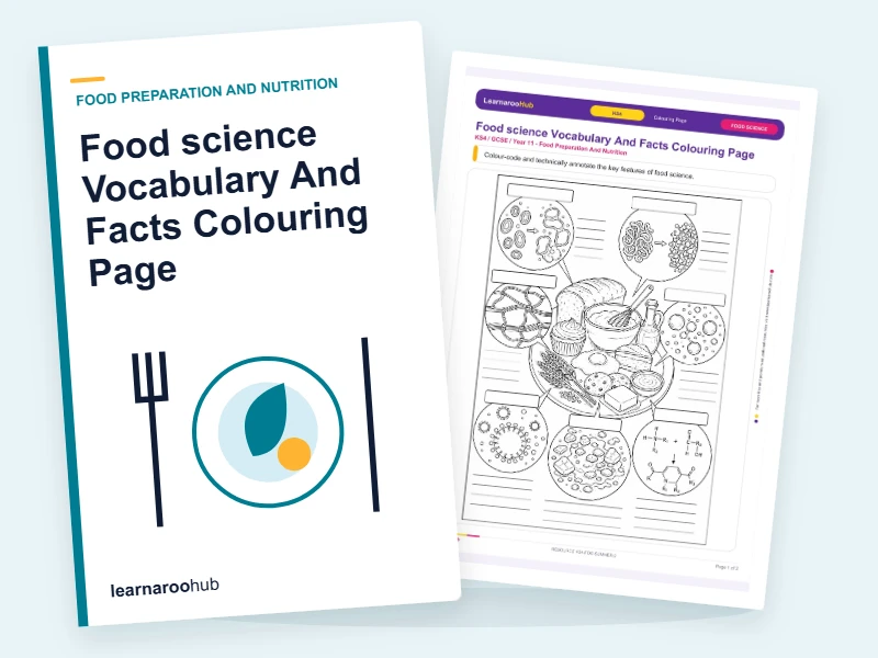 Food science Vocabulary And Facts Colouring Page — colouring sheets cover