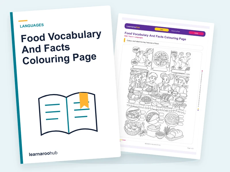 Food Vocabulary And Facts Colouring Page — colouring sheets cover