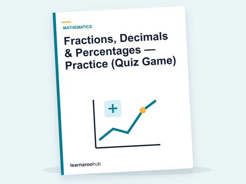 Fractions, Decimals & Percentages — Practice (Quiz Game) — quiz cover