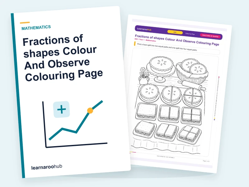 Fractions of shapes Colour And Observe Colouring Page — colouring sheets cover