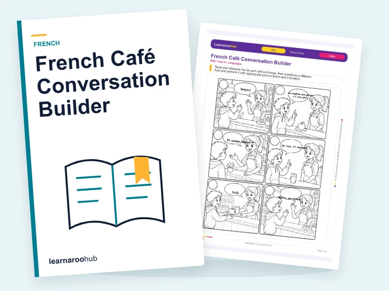 French Café Conversation Builder — colouring sheets cover