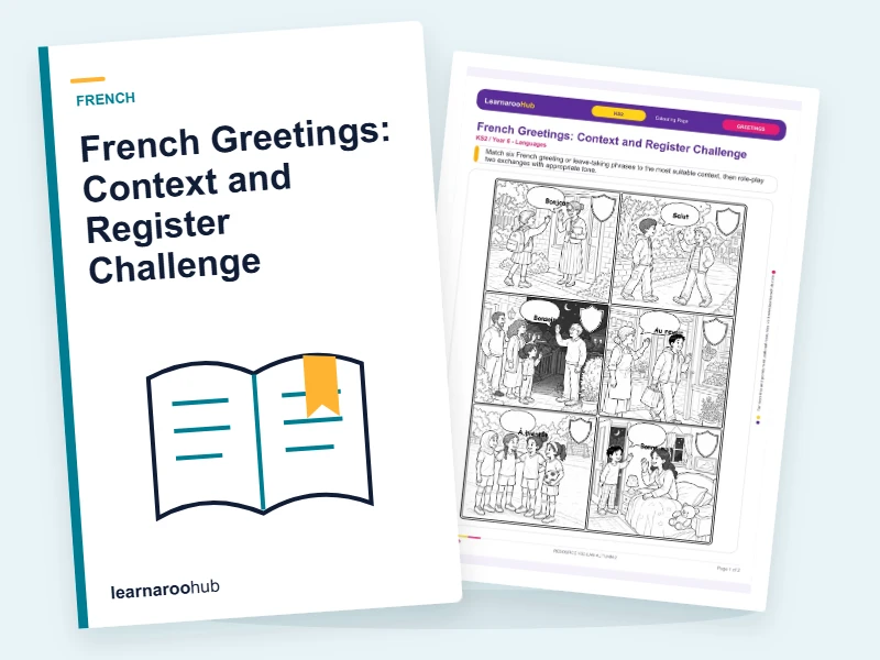 French Greetings: Context and Register Challenge — colouring sheets cover