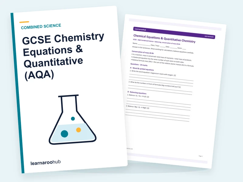 GCSE Chemistry Equations & Quantitative (AQA) — printable / pdf cover