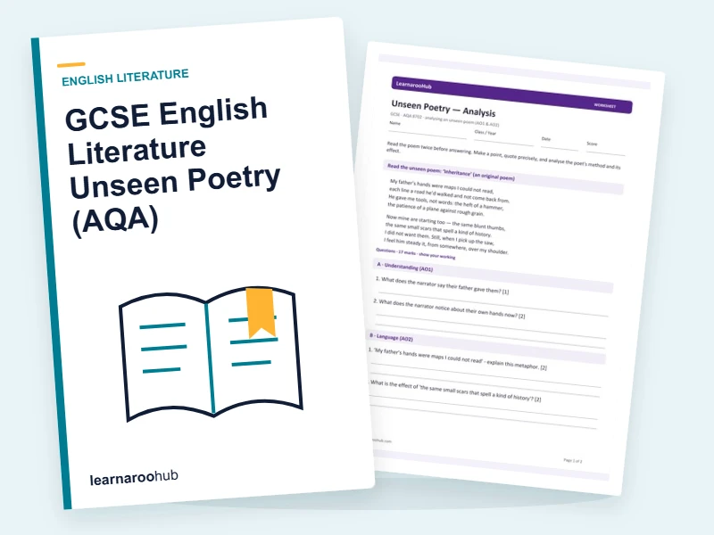 GCSE English Literature Unseen Poetry (AQA) — printable / pdf cover