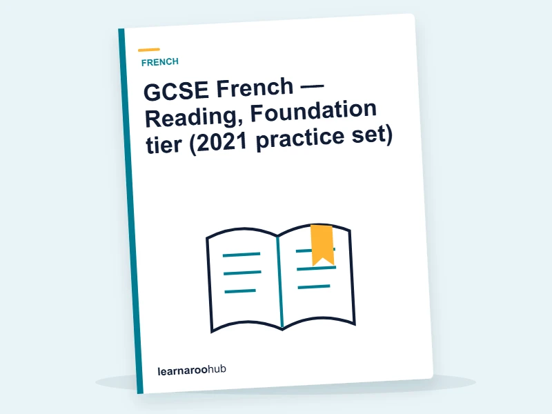 GCSE French — Reading, Foundation tier (2021 practice set) — mock practice paper cover