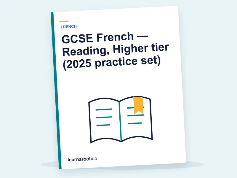 GCSE French — Reading, Higher tier (2025 practice set) — mock practice paper cover