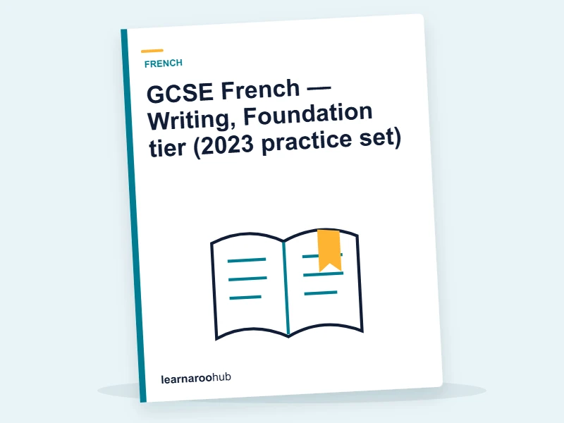 GCSE French — Writing, Foundation tier (2023 practice set) — mock practice paper cover