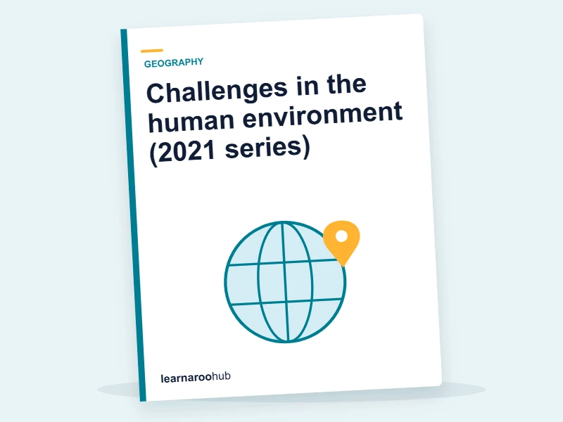 GCSE Geography (AQA 8035) — Paper 2: Challenges in the human environment (2021 series) — mock practice paper cover