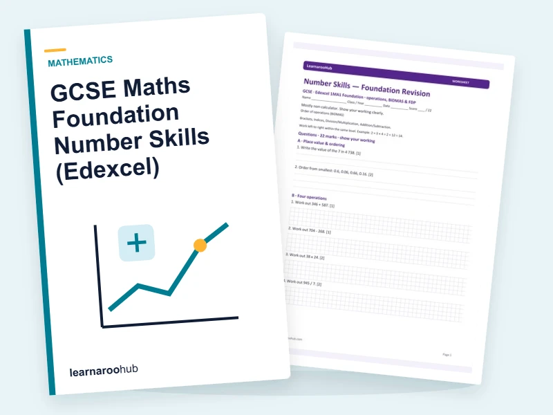 GCSE Maths Foundation Number Skills (Edexcel) — printable / pdf cover