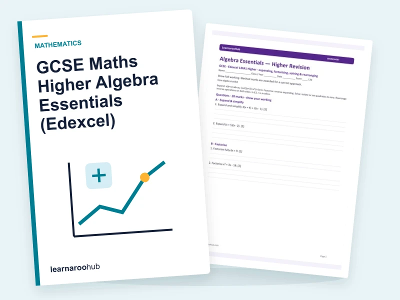 GCSE Maths Higher Algebra Essentials (Edexcel) — printable / pdf cover