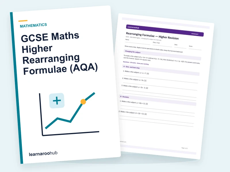 GCSE Maths Higher Rearranging Formulae (AQA) — printable / pdf cover