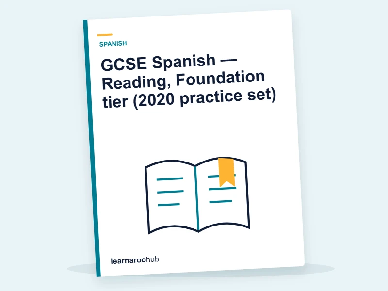 GCSE Spanish — Reading, Foundation tier (2020 practice set) — mock practice paper cover