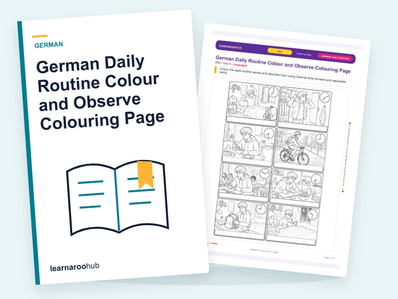 German Daily Routine Colour and Observe Colouring Page — colouring sheets cover