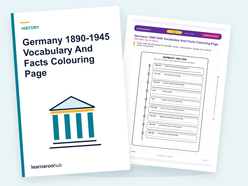 Germany 1890-1945 Vocabulary And Facts Colouring Page — colouring sheets cover