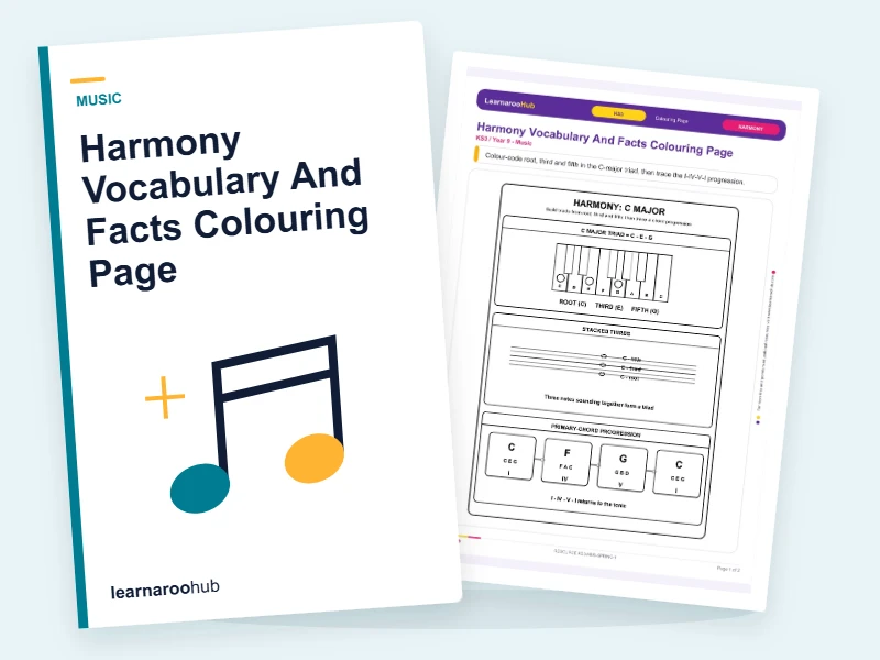 Harmony Vocabulary And Facts Colouring Page — colouring sheets cover