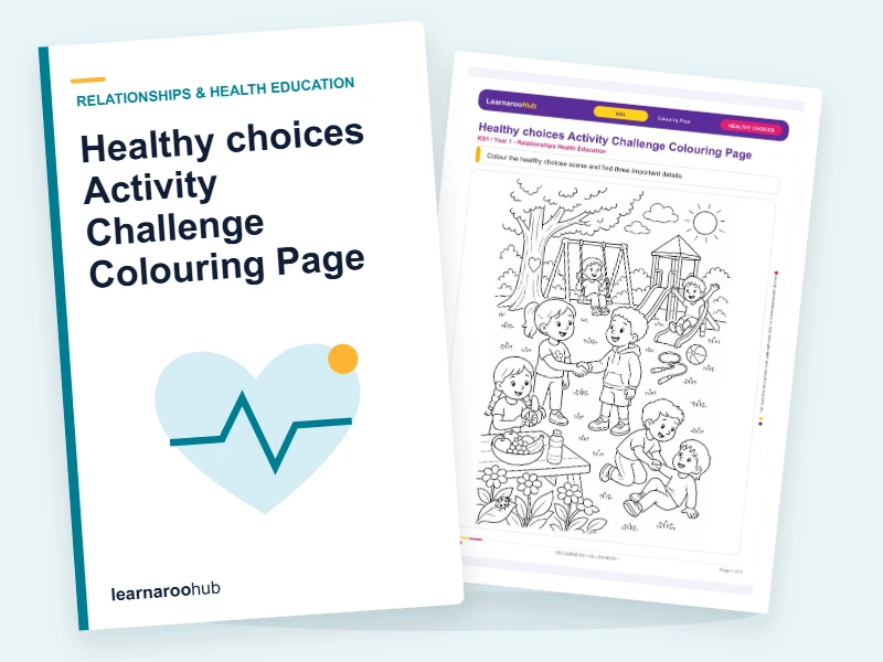 Healthy choices Activity Challenge Colouring Page — colouring sheets cover