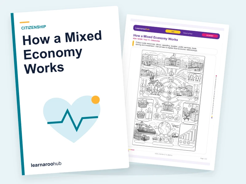 How a Mixed Economy Works — colouring sheets cover