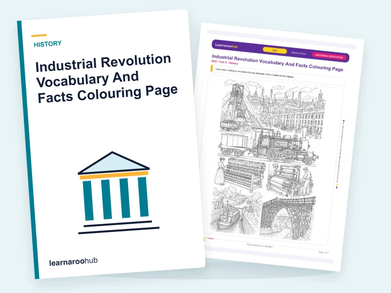 Industrial Revolution Vocabulary And Facts Colouring Page — colouring sheets cover