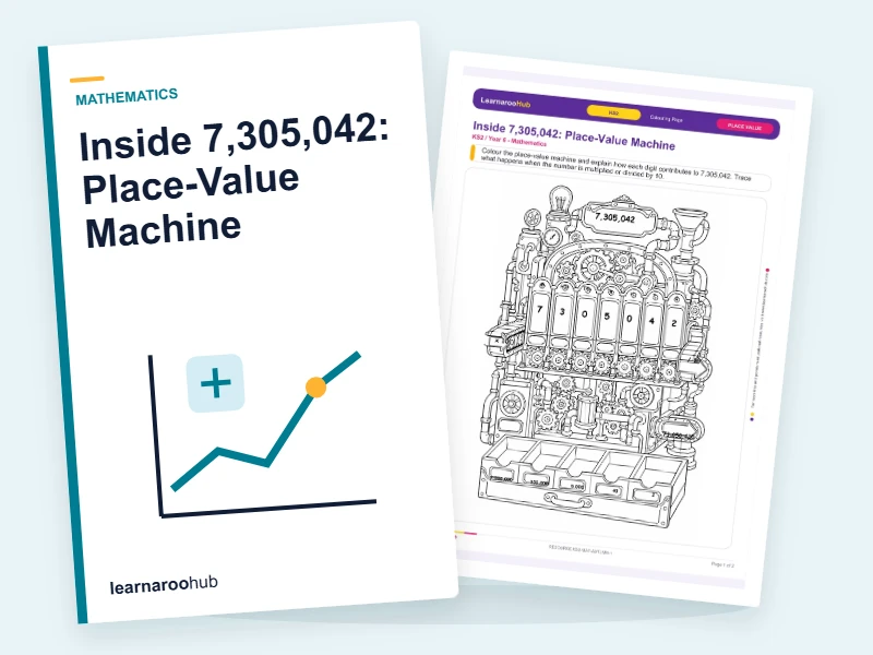 Inside 7,305,042: Place-Value Machine — colouring sheets cover
