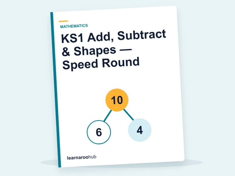 KS1 Add, Subtract & Shapes — Speed Round — quiz cover