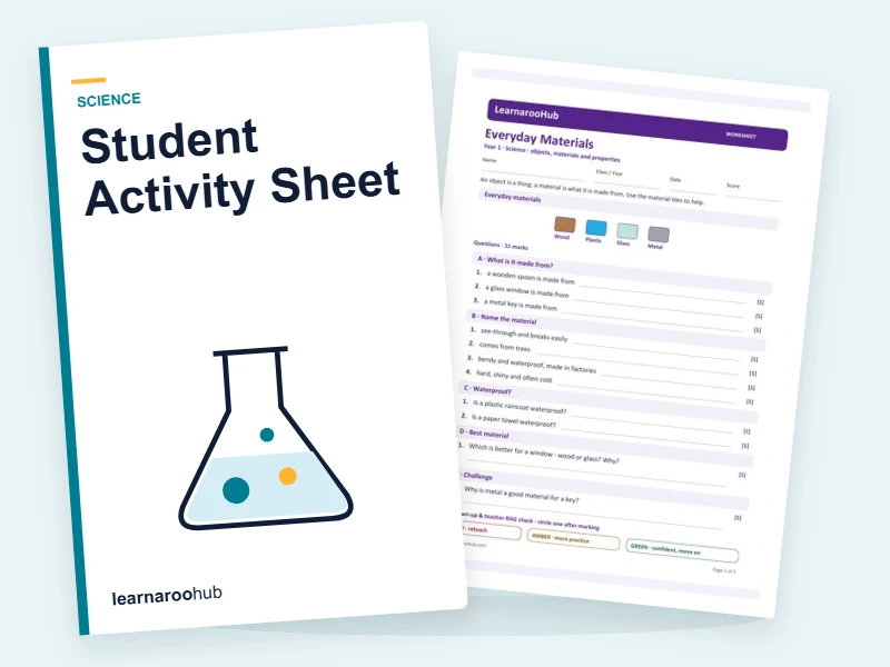 KS1 Materials: Student Activity Sheet — printable / pdf cover