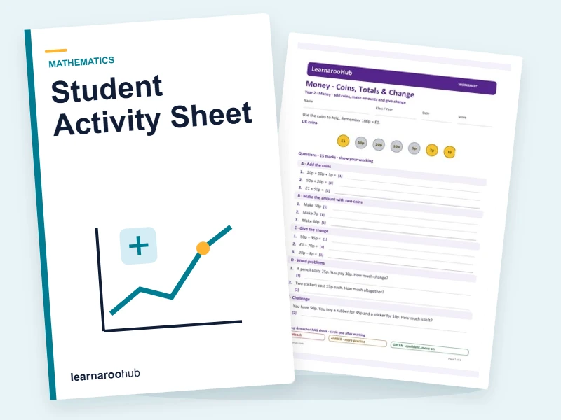 KS1 Money: Student Activity Sheet — printable / pdf cover