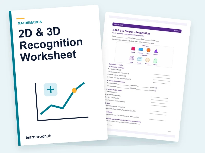 KS1 Shapes: 2D & 3D Recognition Worksheet — printable / pdf cover