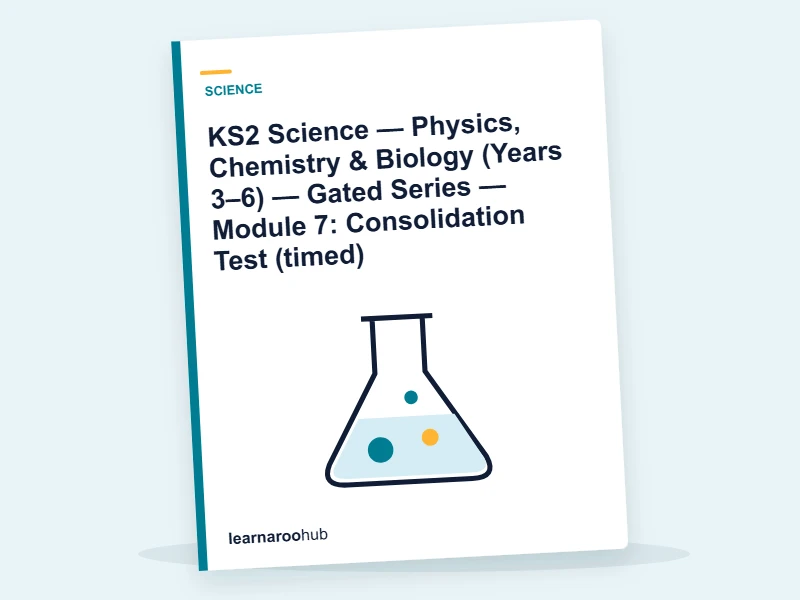 KS2 Science — Physics, Chemistry & Biology (Years 3–6) — Gated Series — Module 7: Consolidation Test (timed) — quiz cover