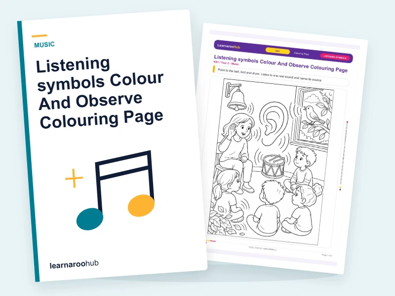 Listening symbols Colour And Observe Colouring Page — colouring sheets cover