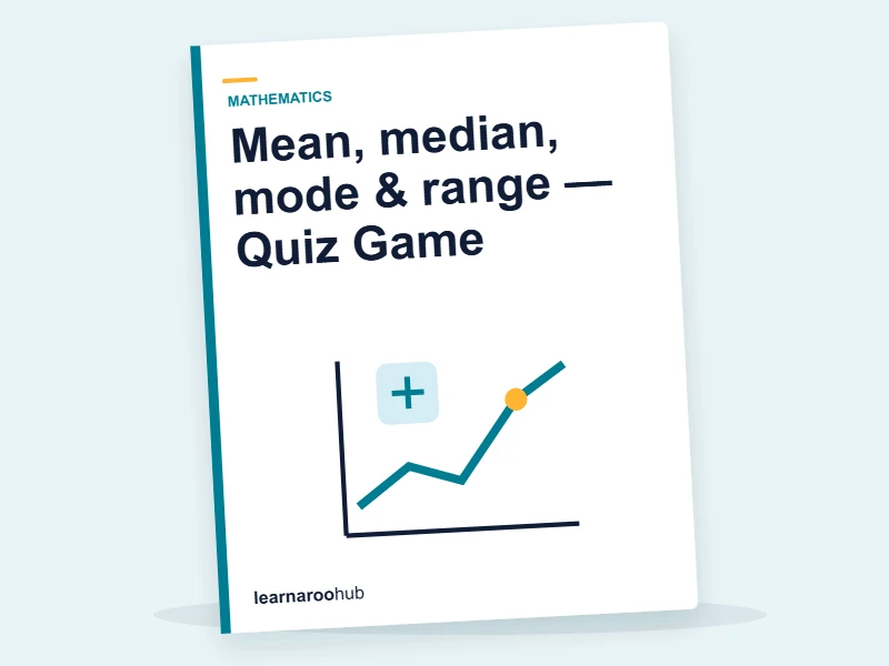 Mean, median, mode & range — Quiz Game — quiz cover