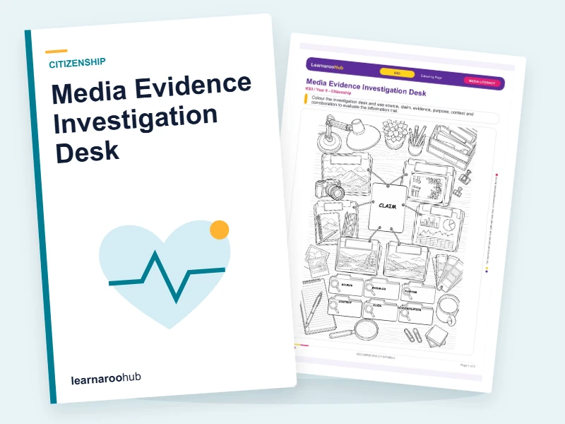 Media Evidence Investigation Desk — colouring sheets cover