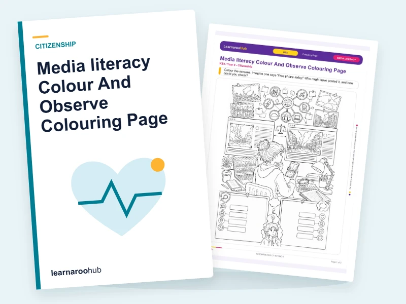 Media literacy Colour And Observe Colouring Page — colouring sheets cover
