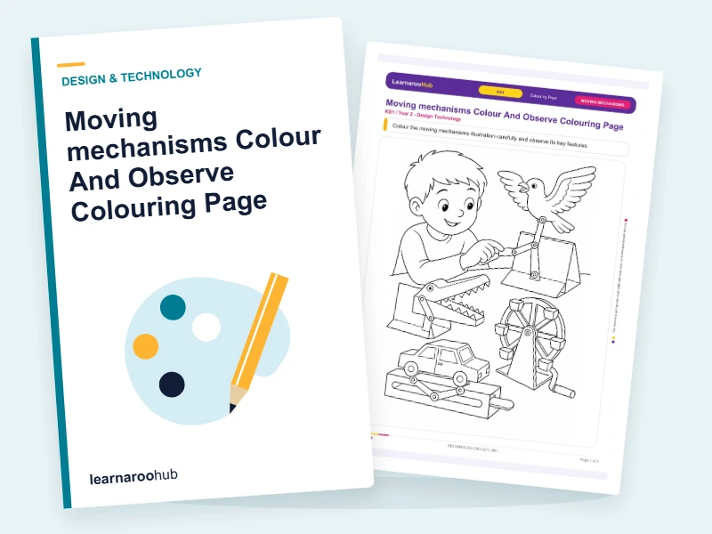 Moving mechanisms Colour And Observe Colouring Page — colouring sheets cover