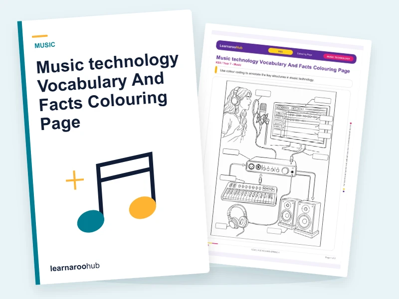Music technology Vocabulary And Facts Colouring Page — colouring sheets cover