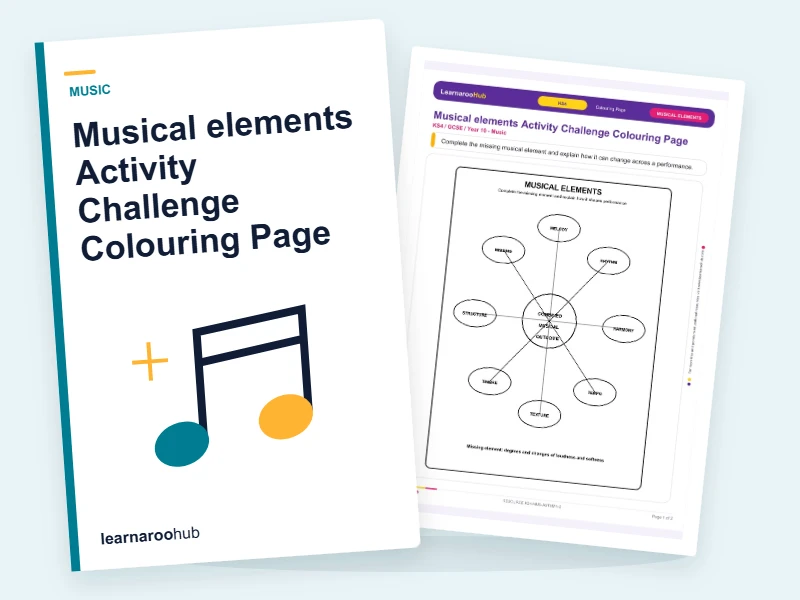 Musical elements Activity Challenge Colouring Page — colouring sheets cover