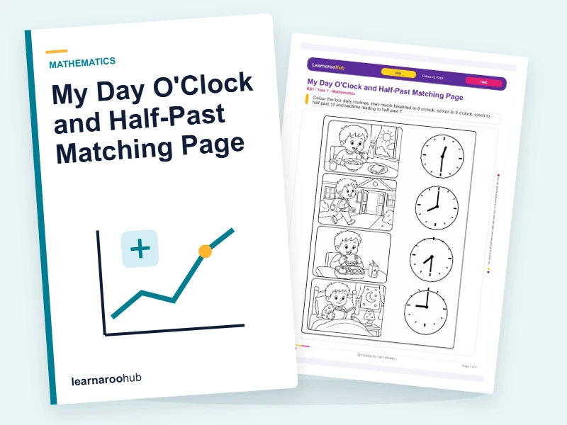 My Day O'Clock and Half-Past Matching Page — colouring sheets cover