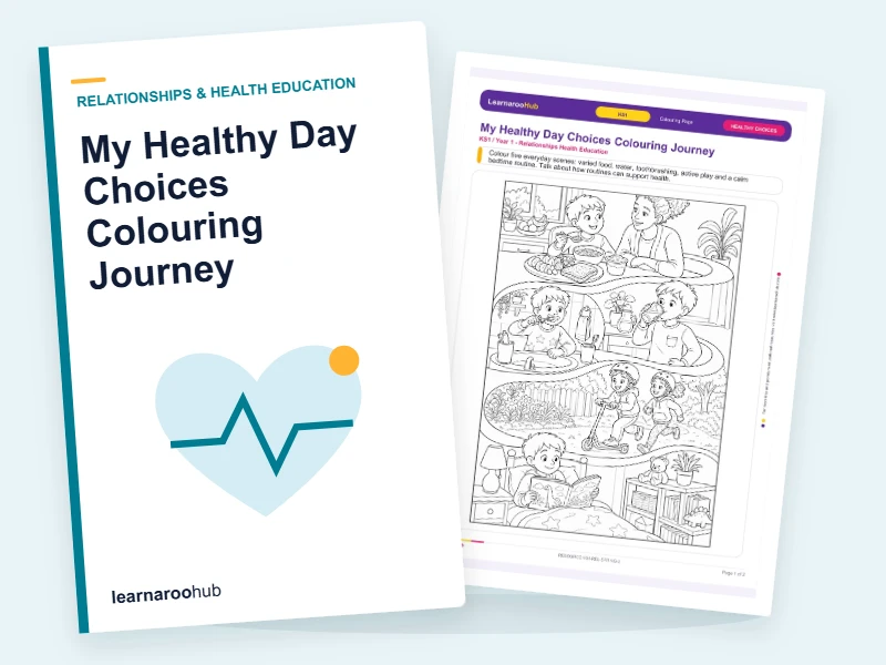 My Healthy Day Choices Colouring Journey — colouring sheets cover