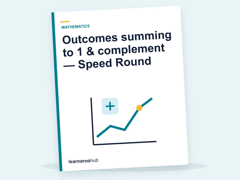 Outcomes summing to 1 & complement — Speed Round — quiz cover