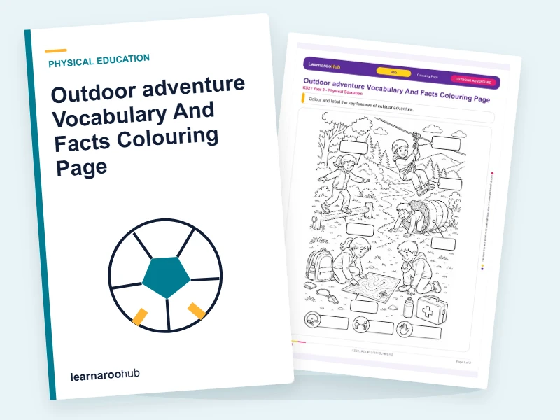 Outdoor adventure Vocabulary And Facts Colouring Page — colouring sheets cover