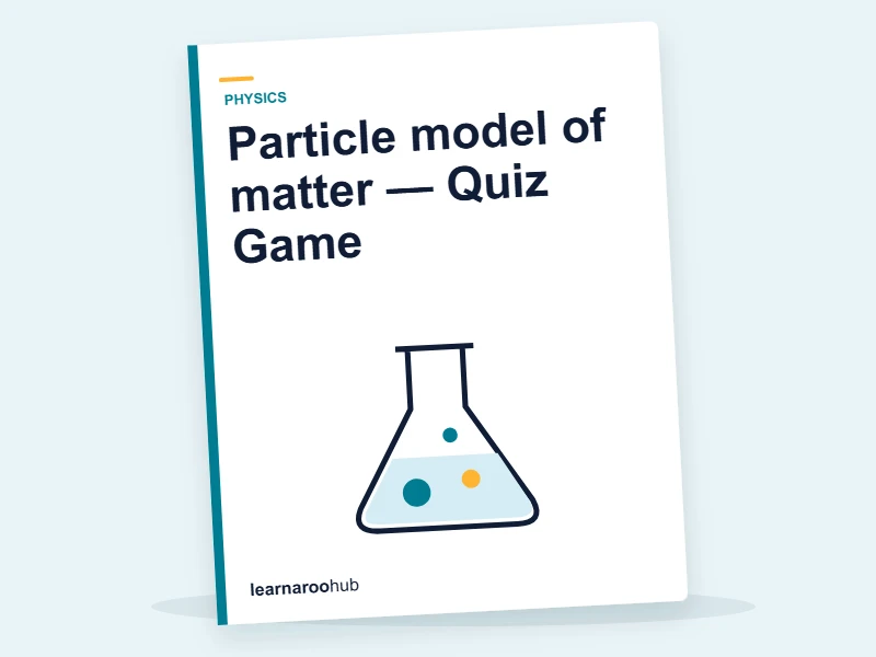 Particle model of matter — Quiz Game — quiz cover