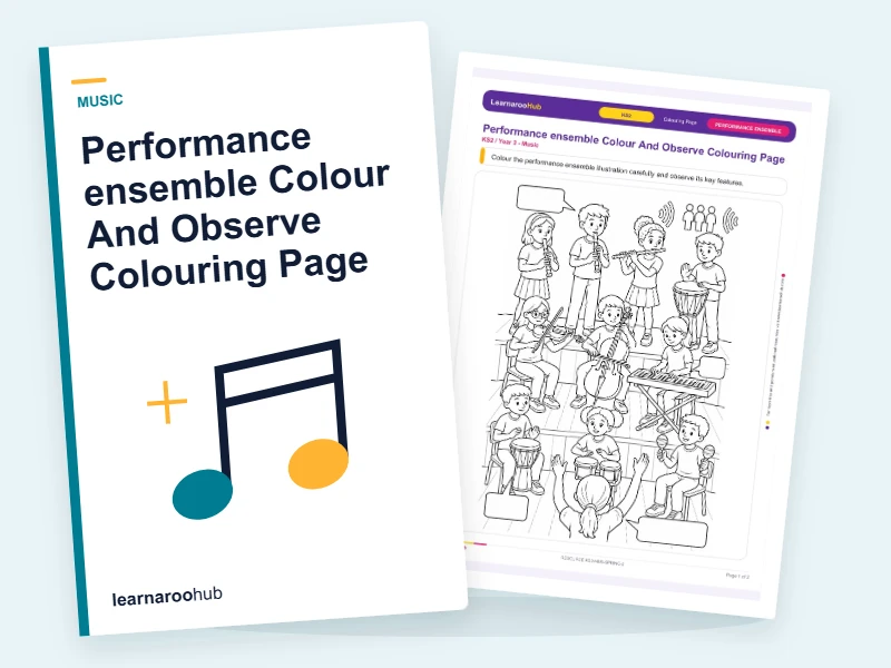 Performance ensemble Colour And Observe Colouring Page — colouring sheets cover