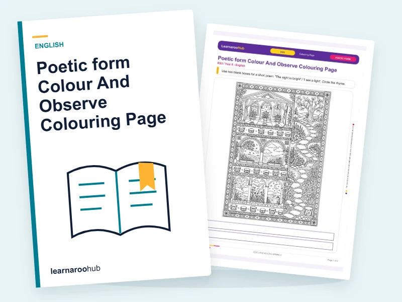 Poetic form Colour And Observe Colouring Page — colouring sheets cover