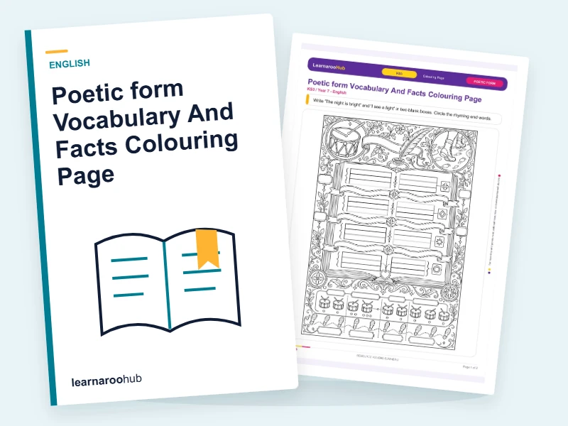 Poetic form Vocabulary And Facts Colouring Page — colouring sheets cover