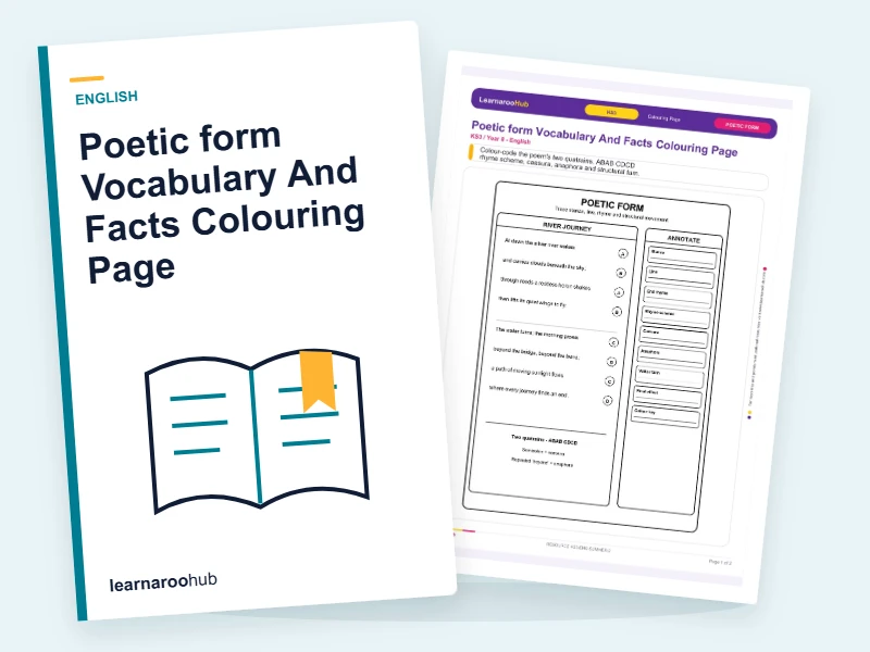 Poetic form Vocabulary And Facts Colouring Page — colouring sheets cover