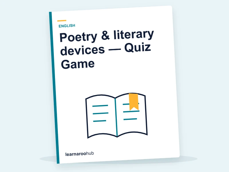 Poetry & literary devices — Quiz Game — quiz cover