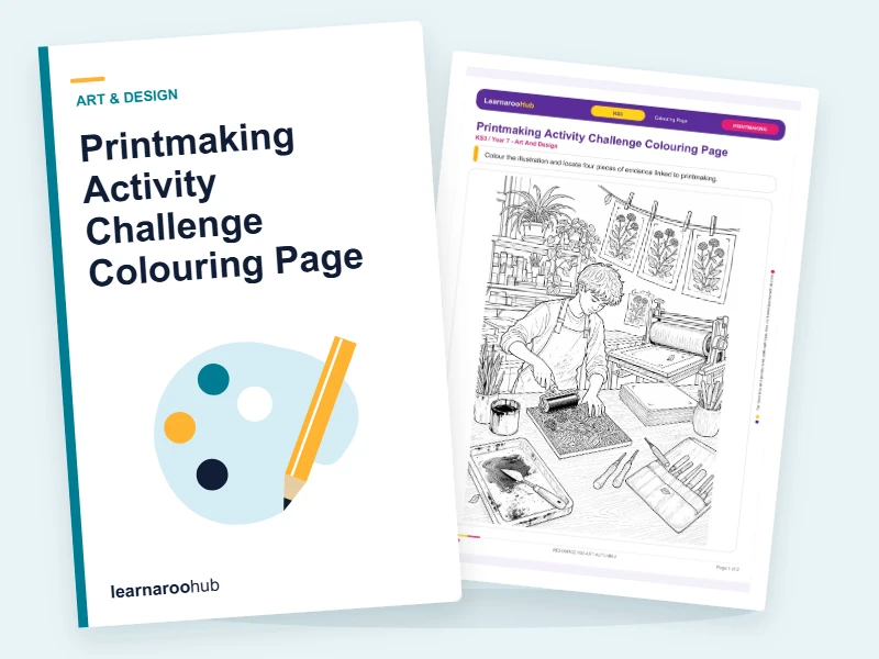 Printmaking Activity Challenge Colouring Page — colouring sheets cover